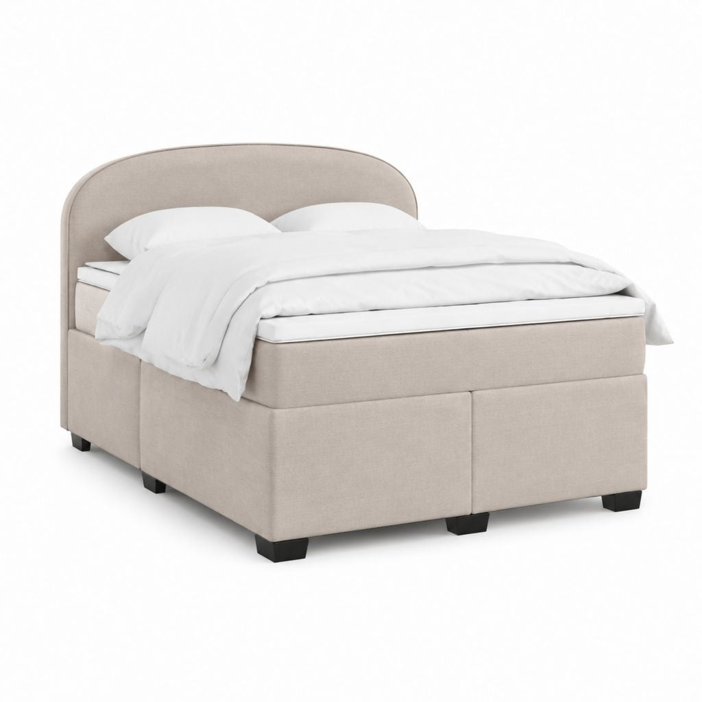 Letto matrimoniale boxspring beige in poliestere con testiera imbottita 160 x 200 cm