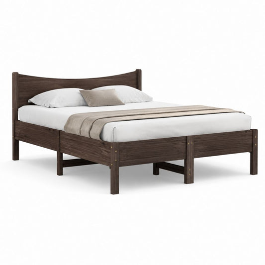 Letto matrimoniale rettangolare marrone scuro in legno massello di pino 160 x 200 cm