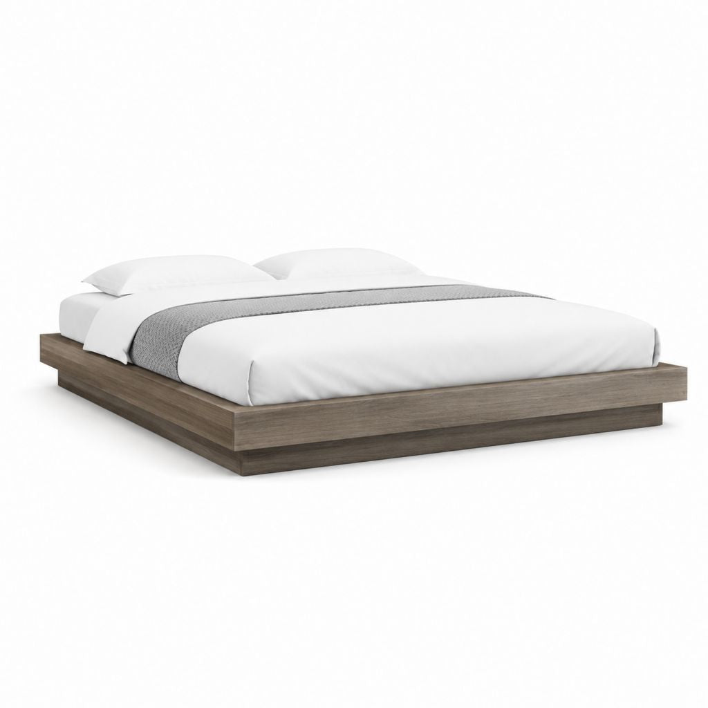 Struttura letto matrimoniale bassa marrone in pannelli di particelle 174 x 214 x 32 cm per materasso 160 x 200 cm