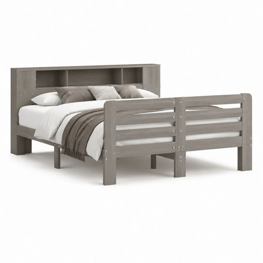 Letto matrimoniale con testiera contenitore grigio rovere in pannello truciolare 140 x 190 cm