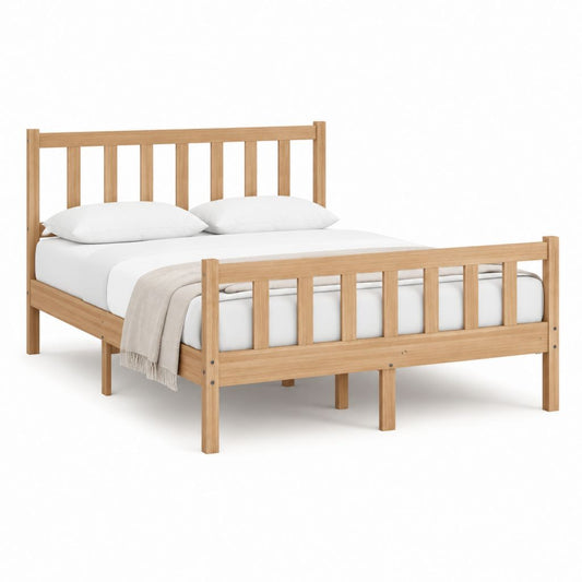 Letto matrimoniale con struttura in legno massello di pino naturale rettangolare 160 x 200 cm