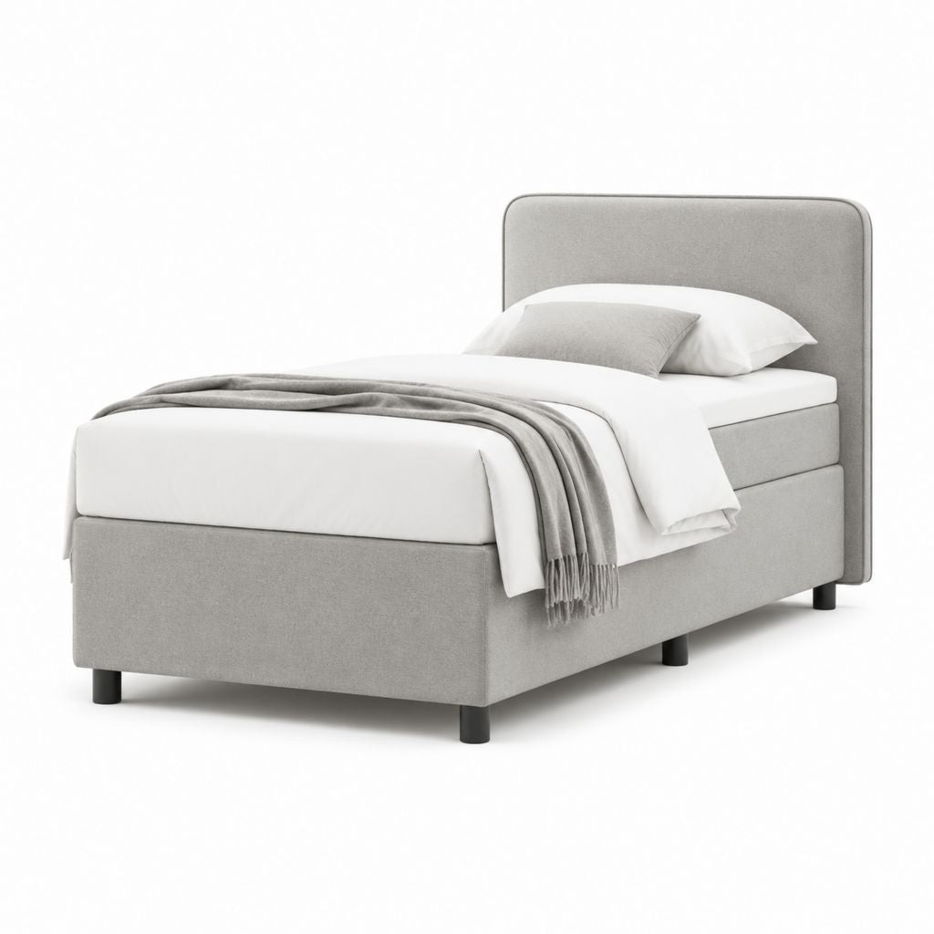 Letto singolo imbottito grigio in poliestere rettangolare per materasso 90x200 cm